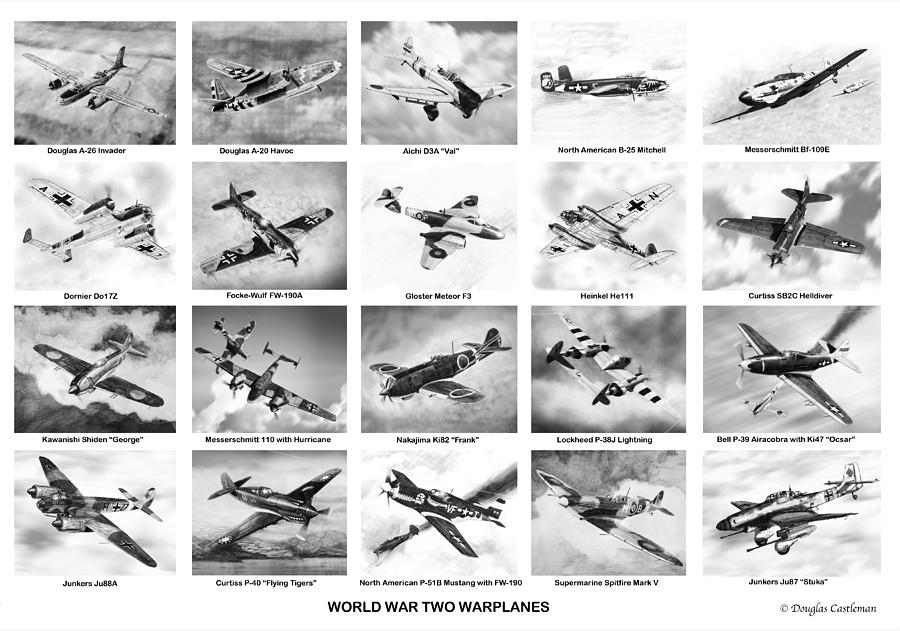 World War Two Warplanes Drawing by Douglas Castleman