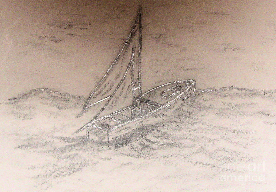 Boat Drawing - Worlds  Edge by John Krakora