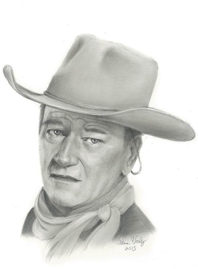 John Wayne Drawing - John Wayne Worlds most Famous Cowboy by Dana Worley