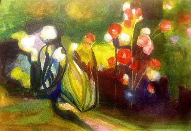 Warm Flowers in a Cool Garden Painting by Nicolas Bouteneff