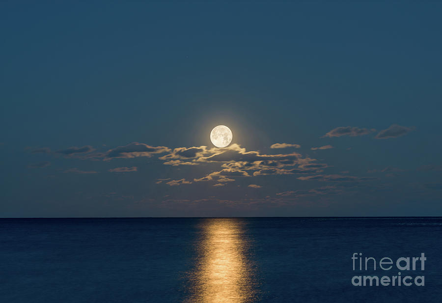 Worm Moon Over The Atlantic Photograph by Michael Ver Sprill
