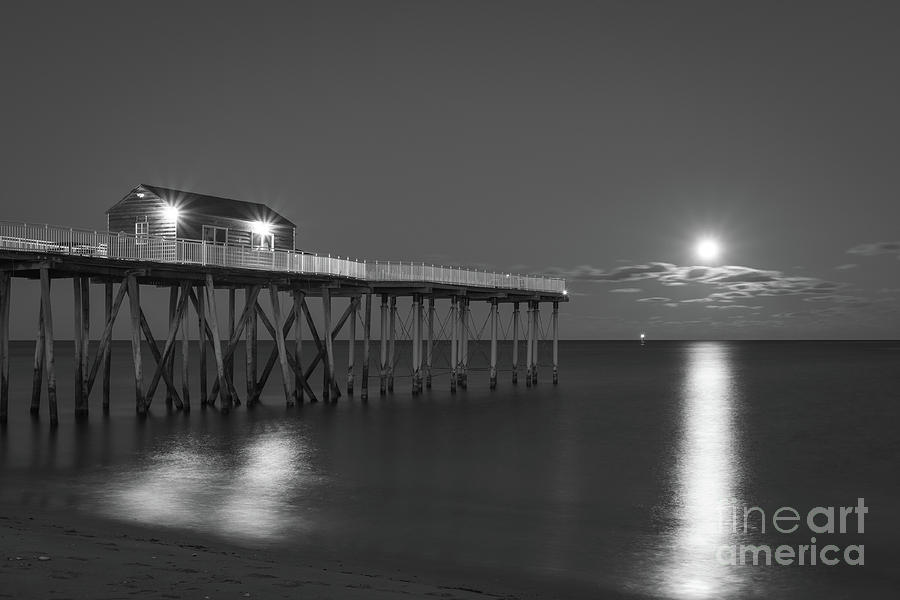 Worm Moon Rising at Belmar BW Photograph by Michael Ver Sprill