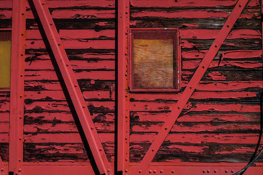 Worn Red Box Car Photograph by Garry Gay