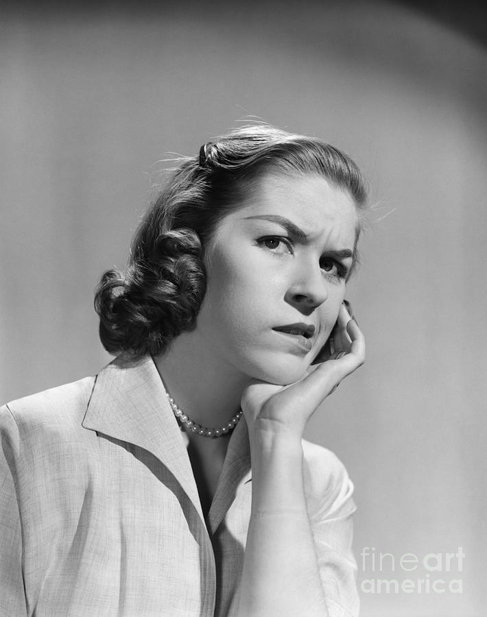 Worried Woman, C.1950-60s Photograph by Debrocke/ClassicStock