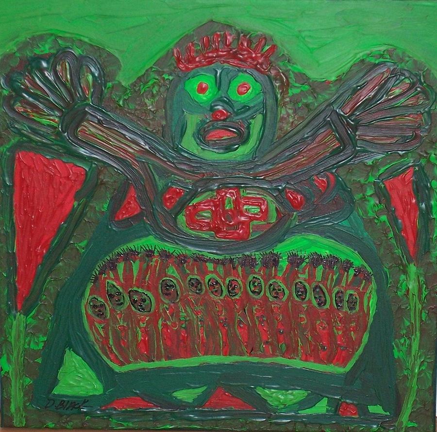 Abstract Mixed Media - Worship of a green demigod by Darrell Black