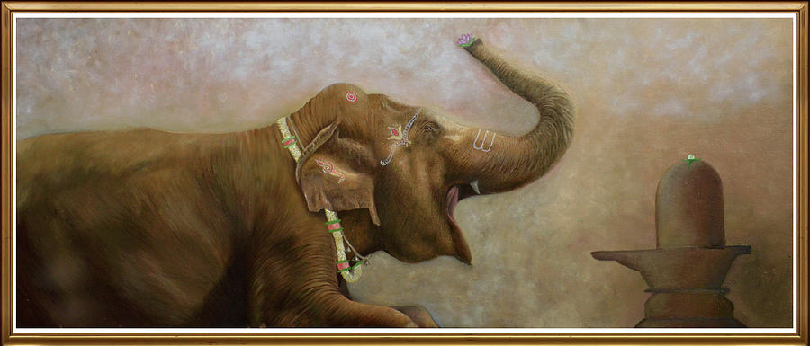 Animal Painting - Worship to Lord by Deepak Deshmukh