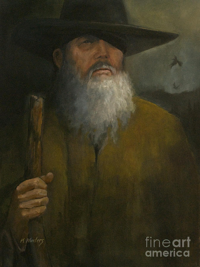 Portrait Painting - Wotan the Wanderer Odin portrait oil painting by Karen Winters