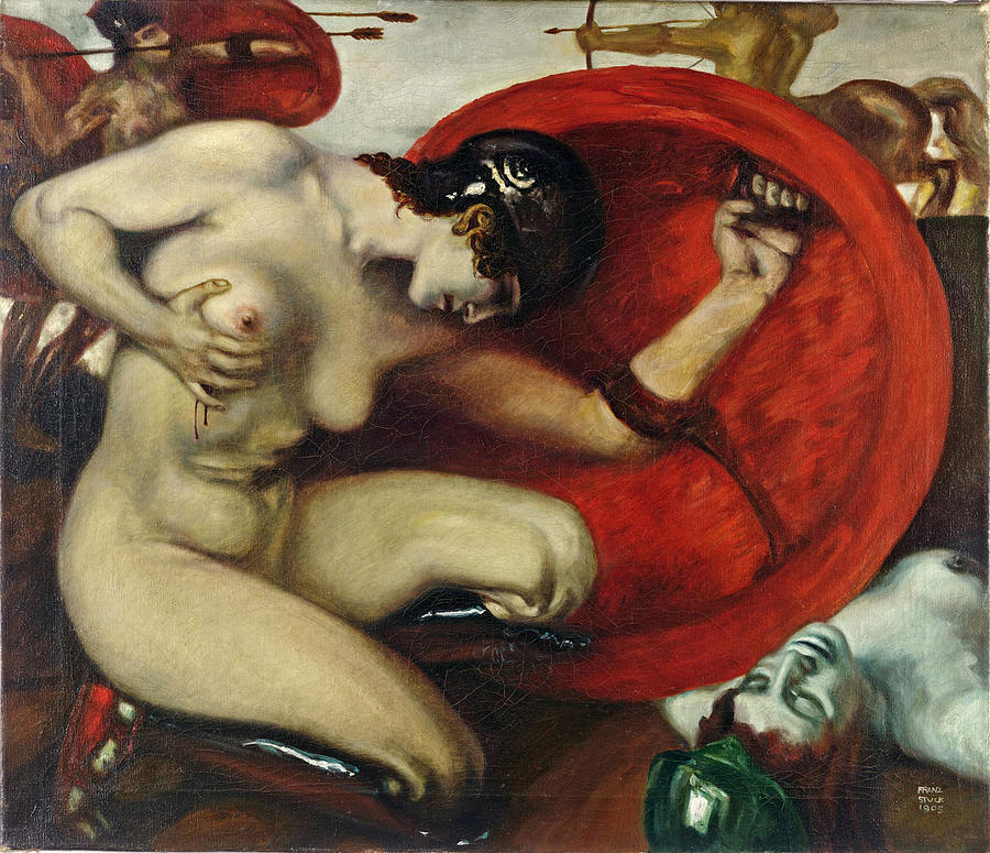 Wounded Amazon Painting by Franz von Stuck