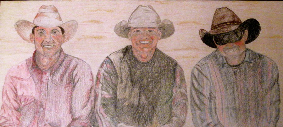 Wranglers from Elkhorn Drawing by Rebecca Wood