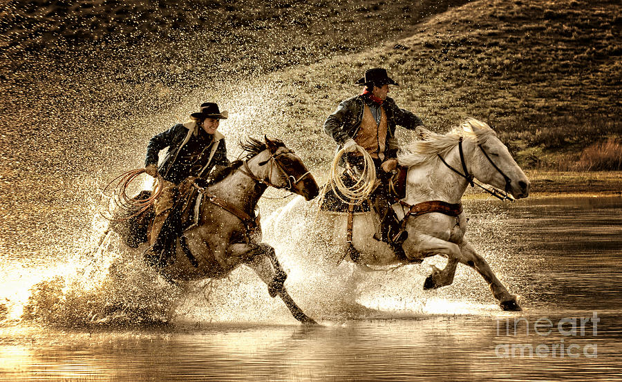 Horse Photograph - Wranglers Race by Heather Swan