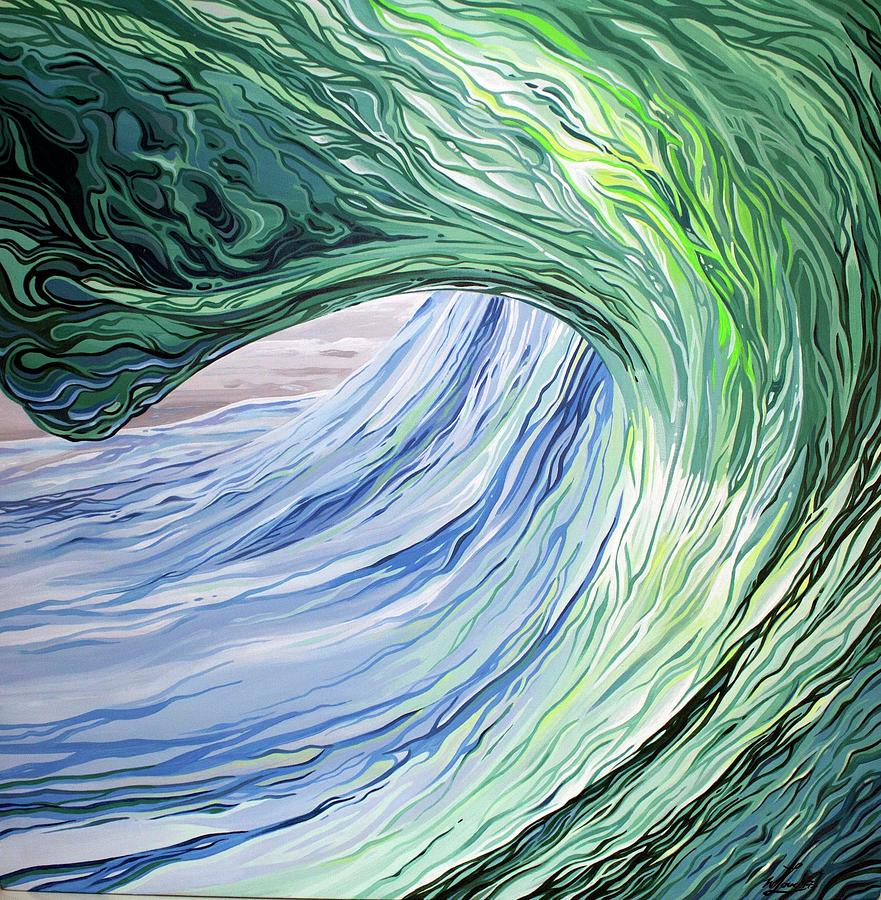 Abstract Wave Painting - Wrap Around by William Love