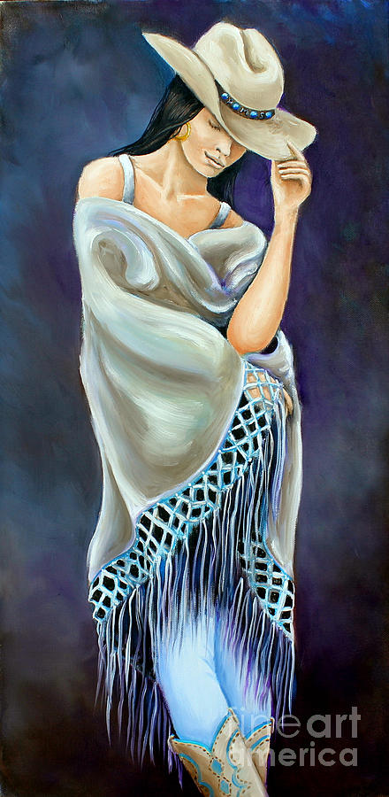 Wrapped in comfort cowgirl Painting by Pechez Sepehri