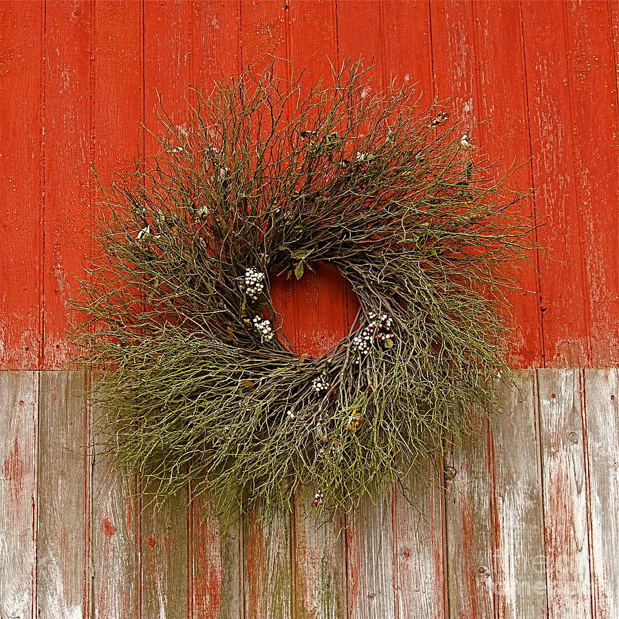 Wreath on The Barn Photograph by Nicola Fiscarelli