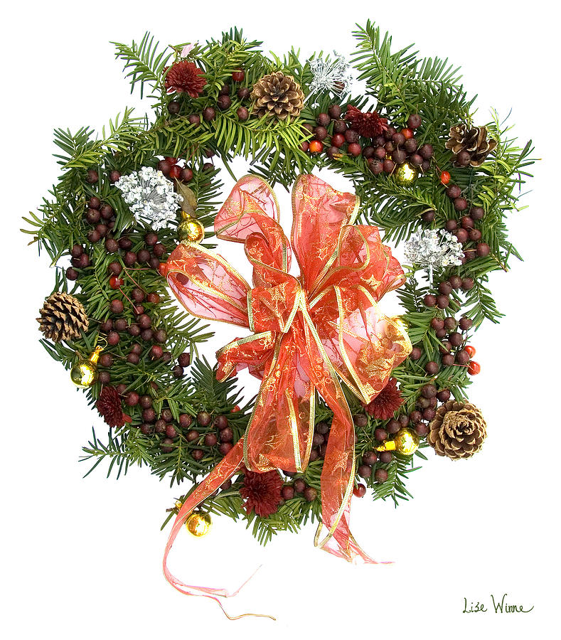 Wreath With Bow Digital Art by Lise Winne
