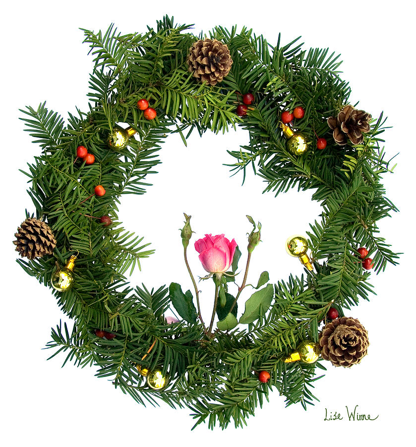 Wreath With Rose Digital Art by Lise Winne