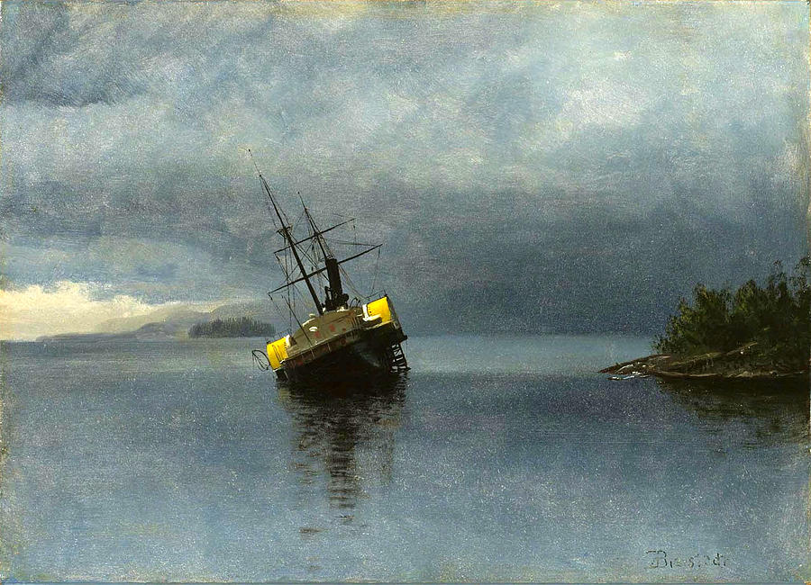 Wreck of the Ancon in Loring Bay. Alaska Painting by Albert Bierstadt