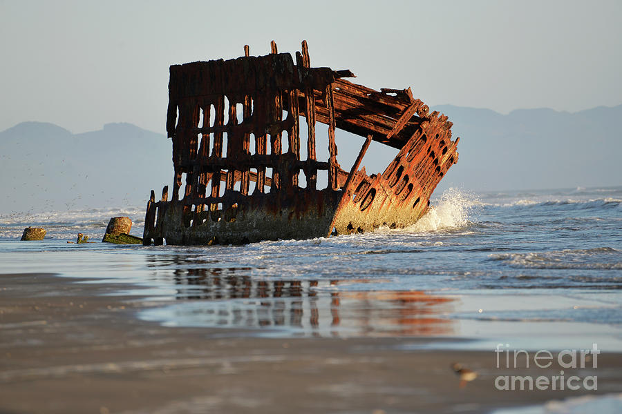 Wreck of the Peter Iredale at Sunset Photograph by Denise Bruchman