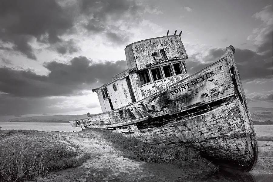 Black And White Photograph - Wrecked in Point Reyes by Jon Glaser