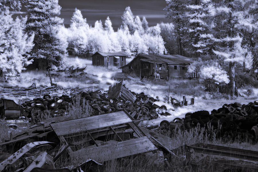 Wrecking Yard in Infrared Photograph by Lee Santa