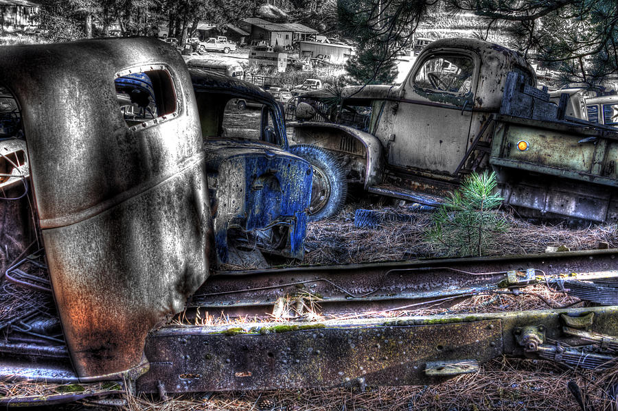Car Photograph - Wrecking Yard Study 12 by Lee Santa