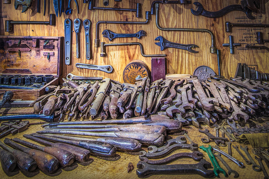 Barn Photograph - Wrenches Galore by Debra and Dave Vanderlaan