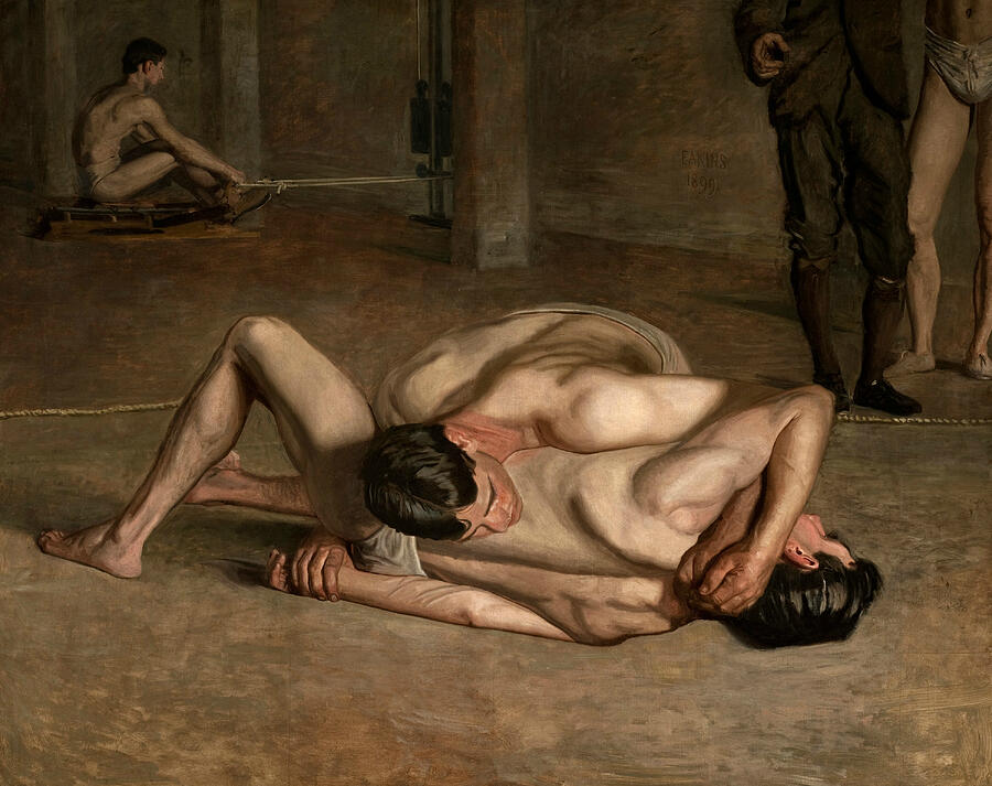 Wrestlers, from 1899 Painting by Thomas Eakins