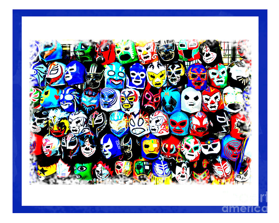 The Rock Digital Art - Wrestling Masks of Lucha Libre Altered IV by Jim Fitzpatrick