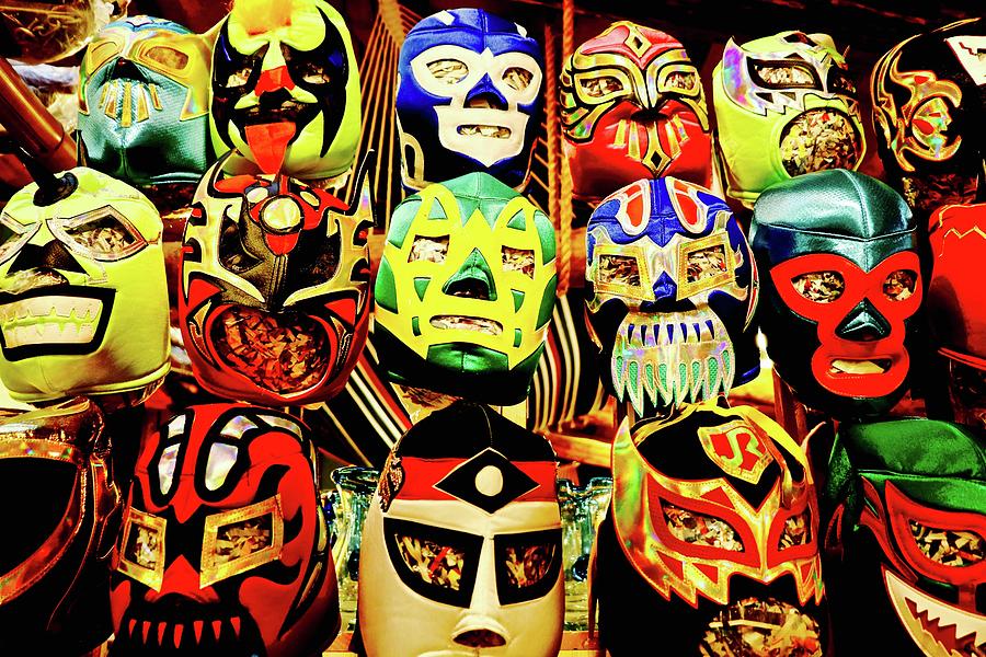 Wrestling Mexican Masks Photograph
