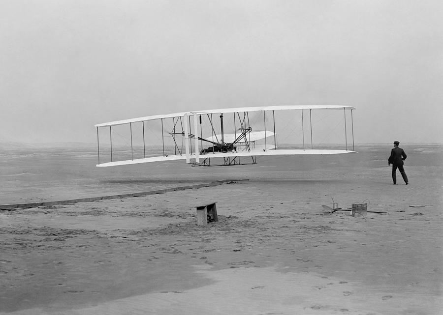 Airplane Photograph - Wright Brothers First Flight by War Is Hell Store
