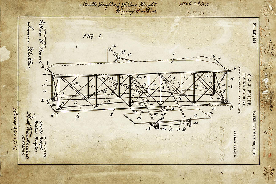 Wright Brothers Flying Machine Patent 1903 Photograph by Bill Cannon
