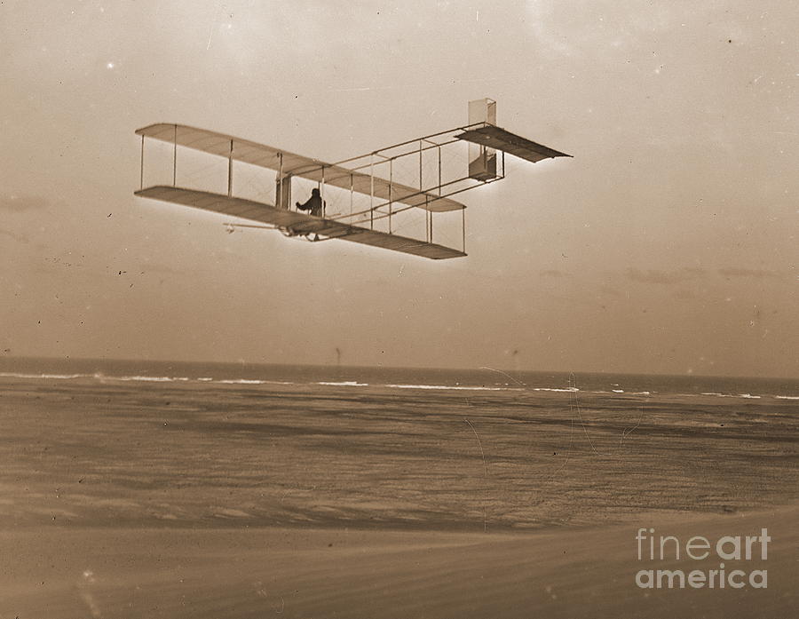 Wright Brothers Gliding at Kitty Hawk Photograph by Padre Art