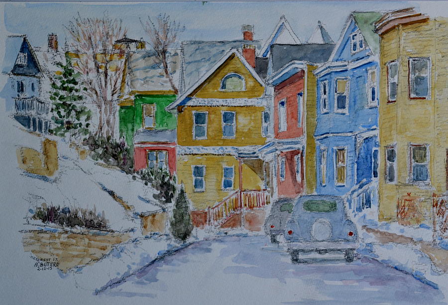 Winter Painting - Wright St. Staten Island by Anthony Butera