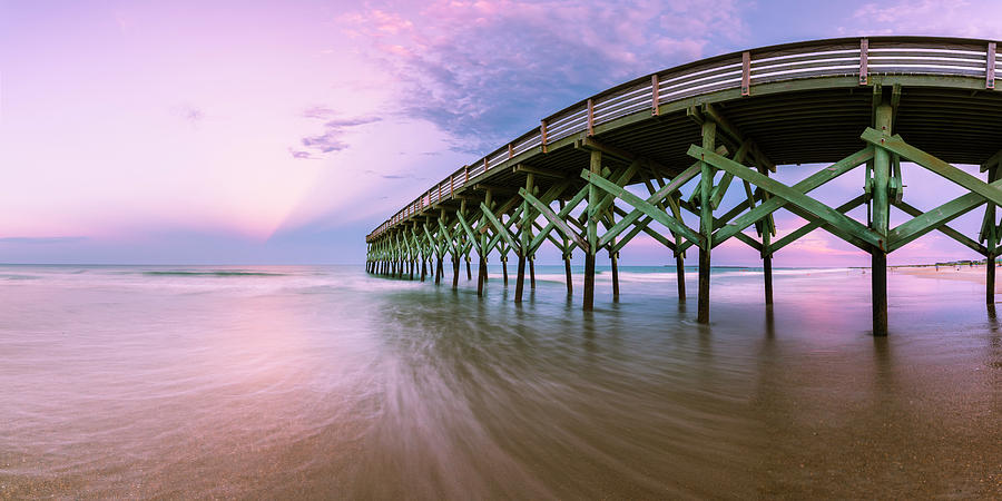 Wrightsville Beach Pier in North Carolina at Sunset Panorama Photograph by Ranjay Mitra