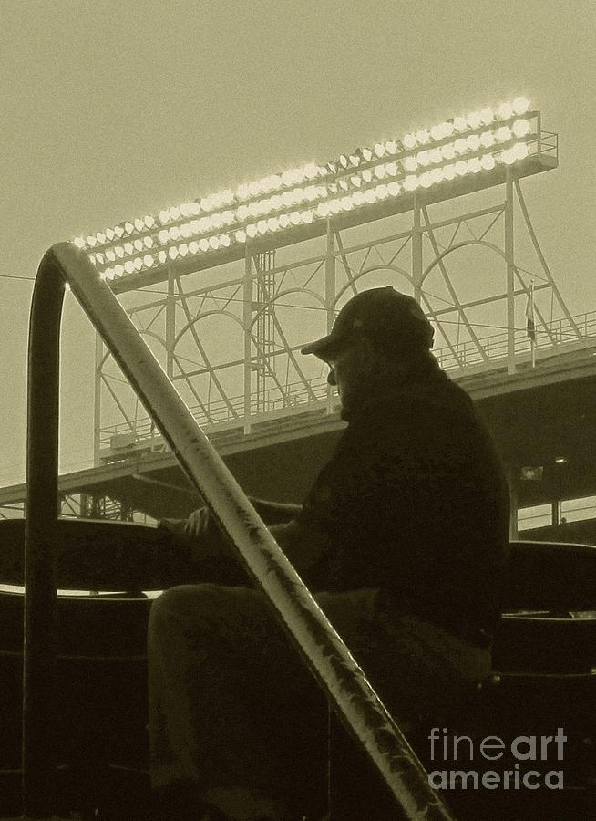 Wrigley Field Photograph - Wrigley Baseball under the lights by Allen Meyer