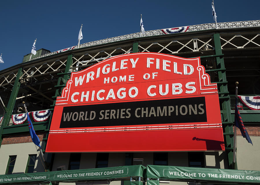 Chicago Cubs Wrigley Field 2016 World Series Champions Art Scoreboard 8x10  to 48x36 Art 01
