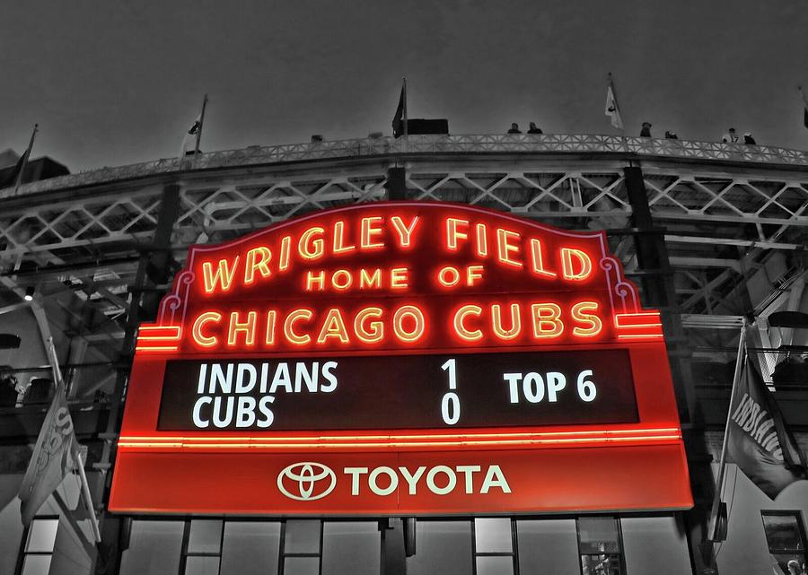 Wrigley Field - Home of the Chicago Cubs - Selective Color Photograph by Allen Beatty
