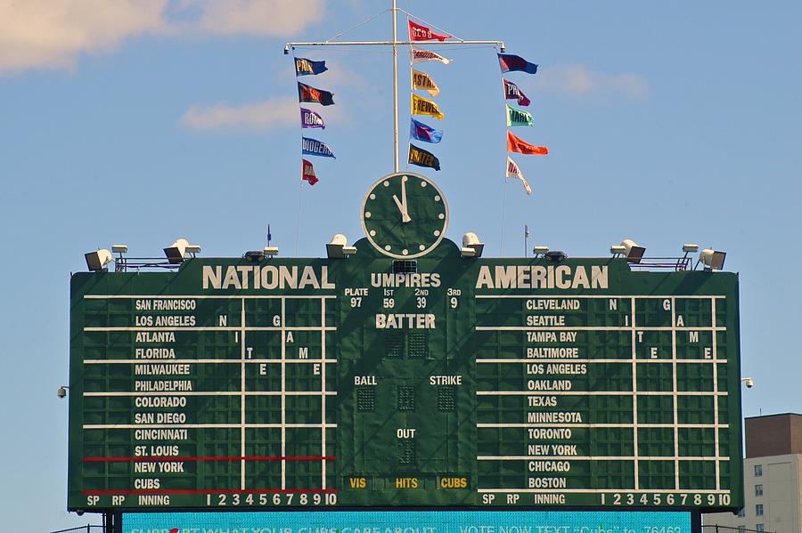 Chicago Cubs Wrigley Field Scoreboard Wood Sign