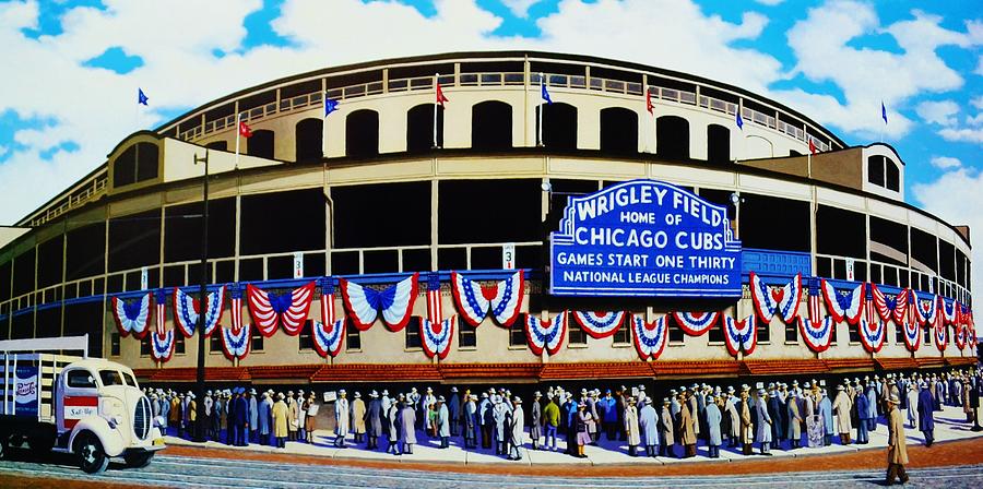 Chicago Cubs vintage photo print Wrigley Field photograph vintage Cubs  vintage sports gift Cubs base Painting by Celestial Images - Fine Art  America
