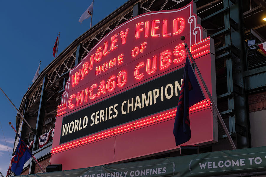Chicago Photograph - Wrigley Field World Series Marquee by Steve Gadomski
