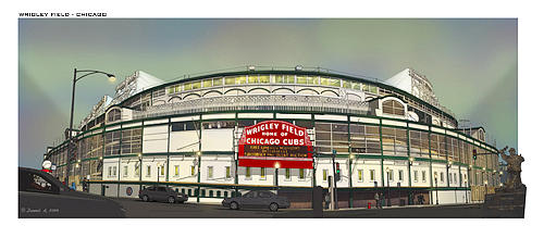 Architecture Painting - Wrigley Filed Chicago by Dennis Alex