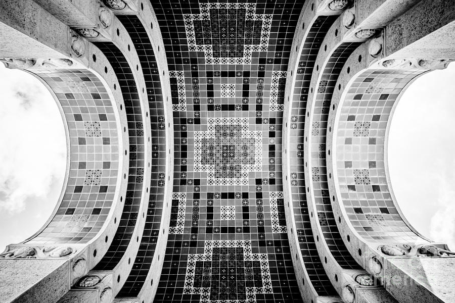 Black And White Photograph - Wrigley Memorial Tiled Ceiling on Catalina Island by Paul Velgos