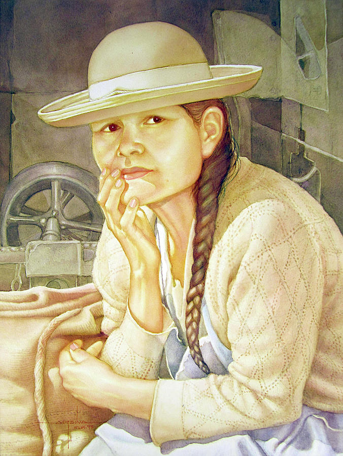 Portrait Painting - WS1995DC003 Ana 15x19.75 by Alfredo Da Silva
