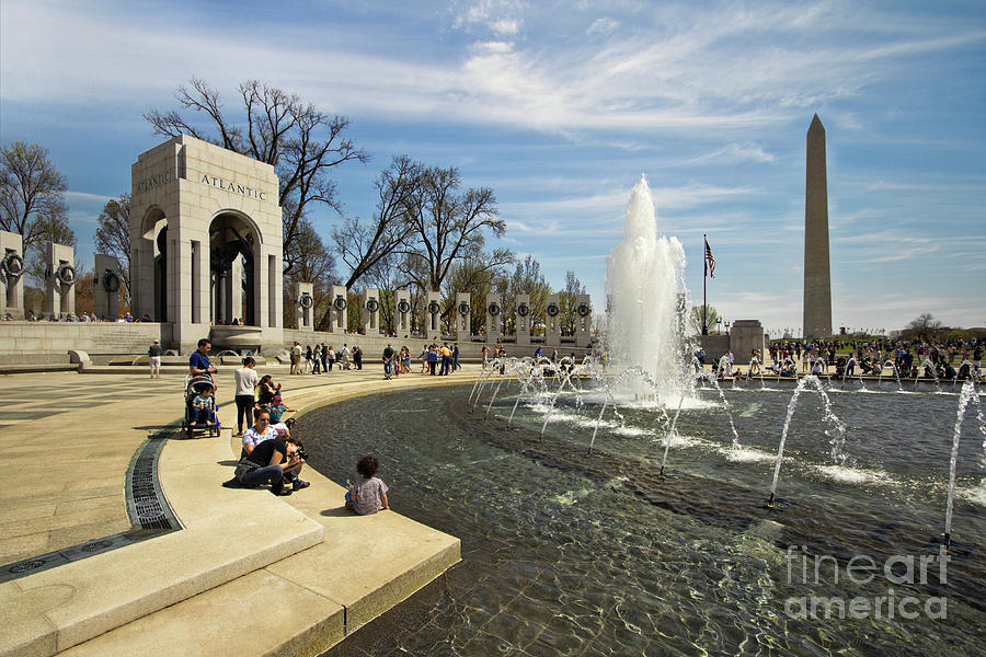 WW II Memorial Fountain I Photograph by Karen Jorstad