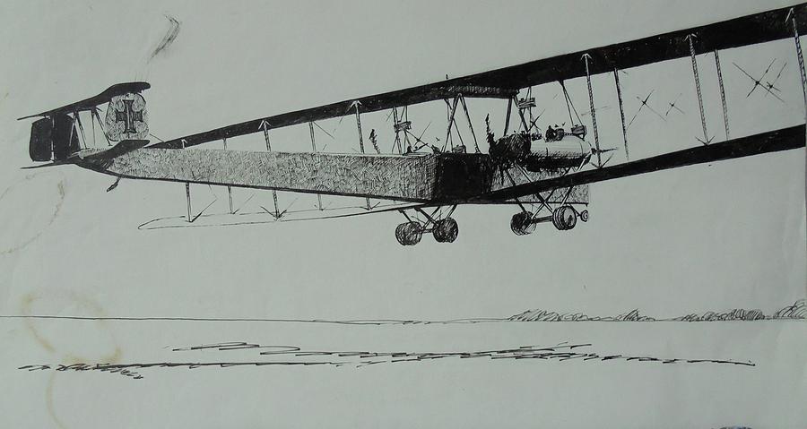 WW1 bomber Drawing by Mike Jeffries