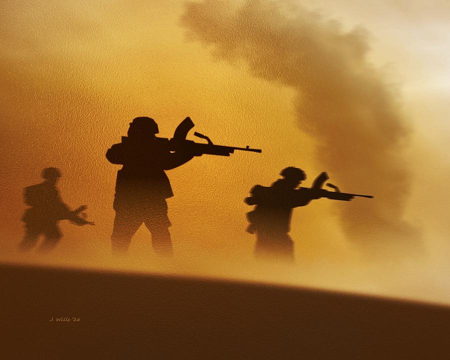 WW2 British Soldiers on the attack Digital Art by John Wills