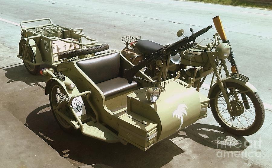 Ww2 German Sidecar And Fuel Trailer Painting by Richard John Holden RA