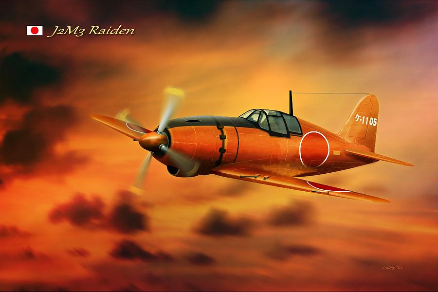 WW2 Imperial Japanese Fighter J2M3 Raiden Digital Art by John Wills