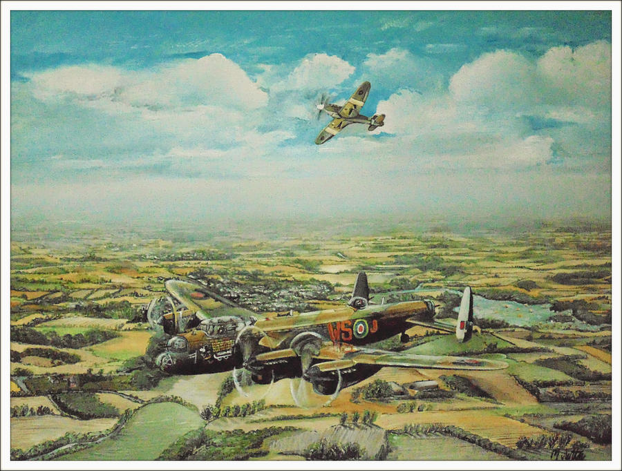 England Painting - WW2 lancaster  bbmf by Mark Sutton