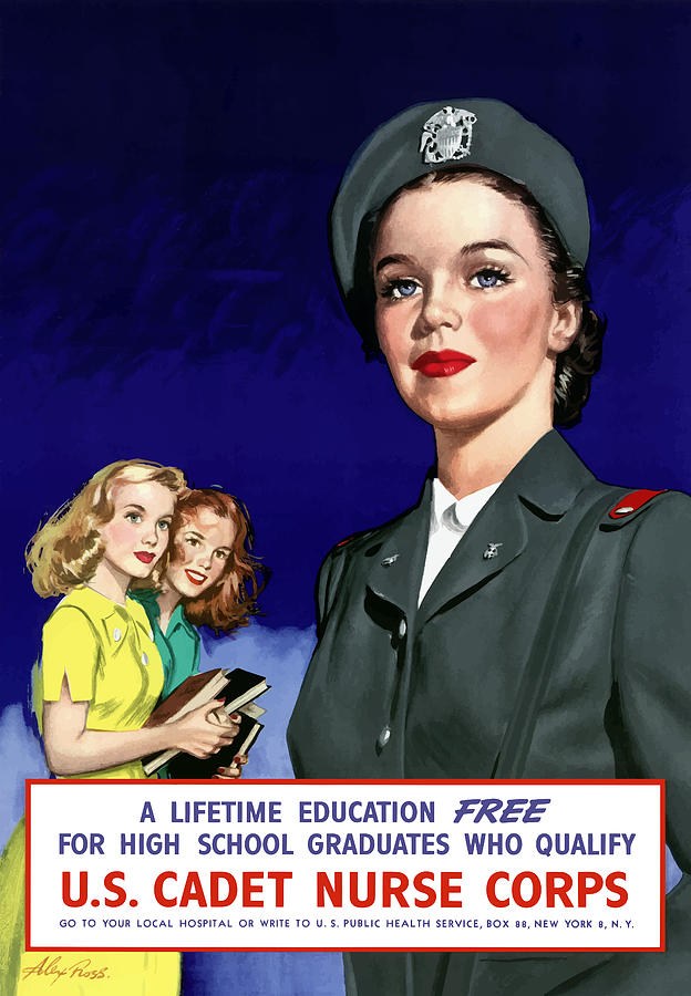 Nursing Painting - WW2 US Cadet Nurse Corps by War Is Hell Store