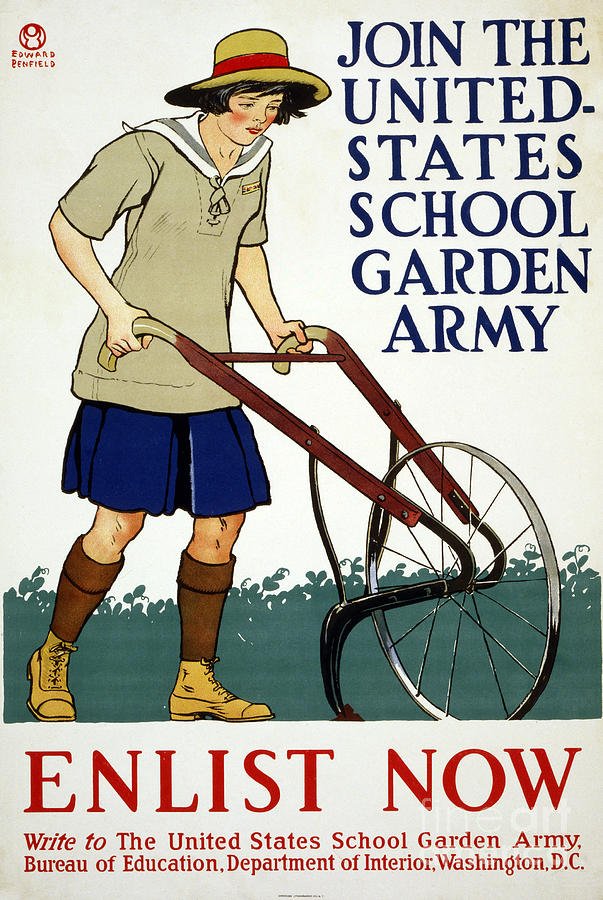 Wwi Poster, Garden Army.  Drawing by Granger